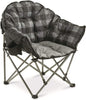 Club Camping Chair, Oversized, Portable, Folding with Padded Seats, 500-Lb. Capacity Gray Plaid