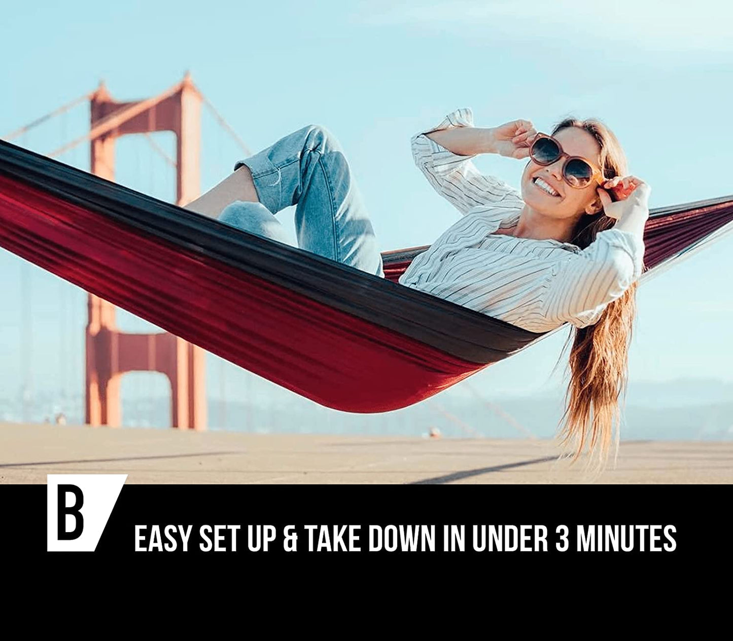 2 Person Portable Hammock - Backpacking to Camping - Double Hammock for Travel & Outdoor